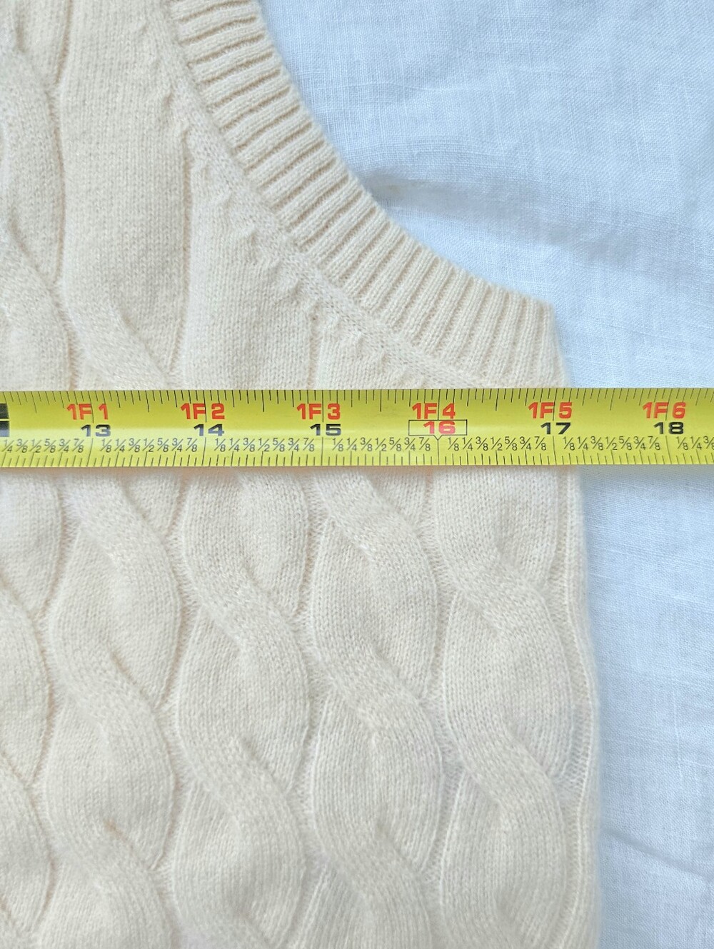 J. Crew Cream Cashmere Sweater Vest Gold Button Front. Detail Cable Knit Medium - Picture 5 of 7